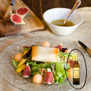 Krispig sallad med getost och Riesling-vinäger