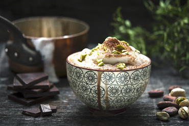 Varm choklad med lavendel och pistage