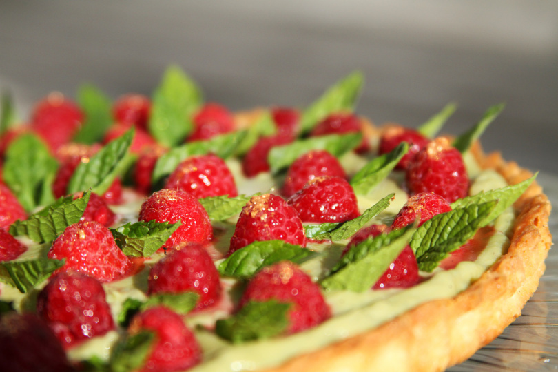 Matcha- & hallontart