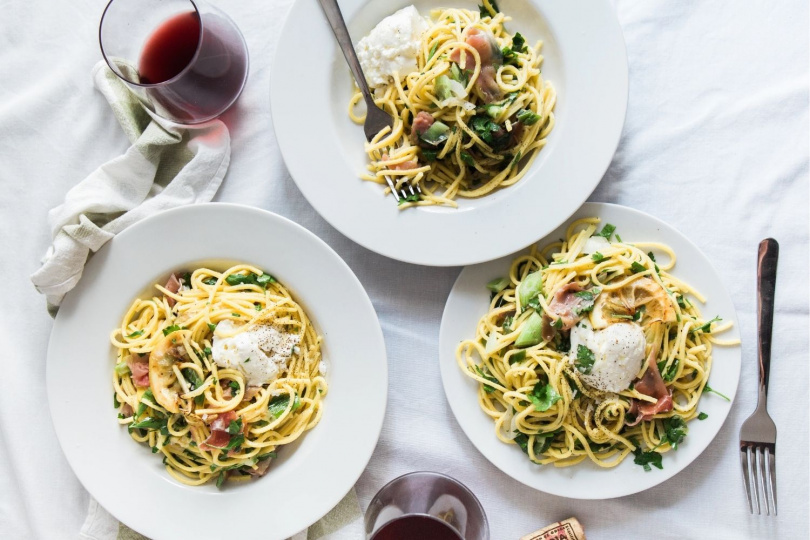 Pasta med wasabi och lax