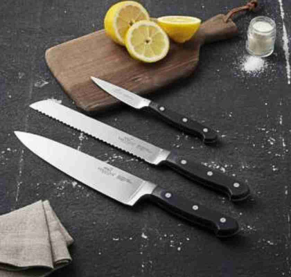 3st knivar Sabatier  kockkniv, brödkniv & skalkniv