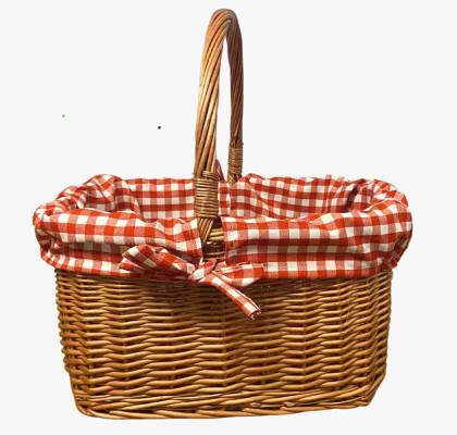 Picknick-korg i pil med r�drutigt tyg