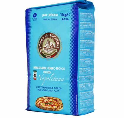 Blå påse med Napoletana Tipo 00 italienskt pizzamjöl 1 kg