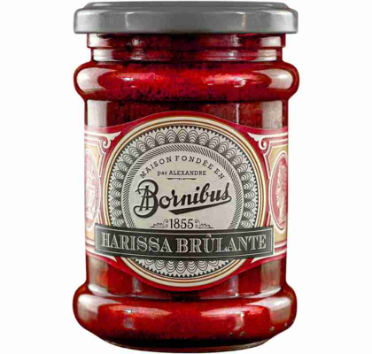 Glasburk med Het harissa Bornibus