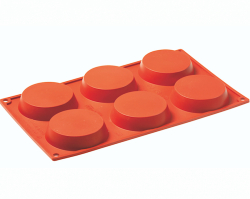 Silikonform rund flat 6st 90ml Pavoni UTGTT