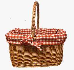 Picknick-korg i pil med r�drutigt tyg