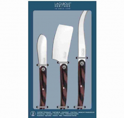 Ostset med 3 ostknivar Laguiole mrkt tr