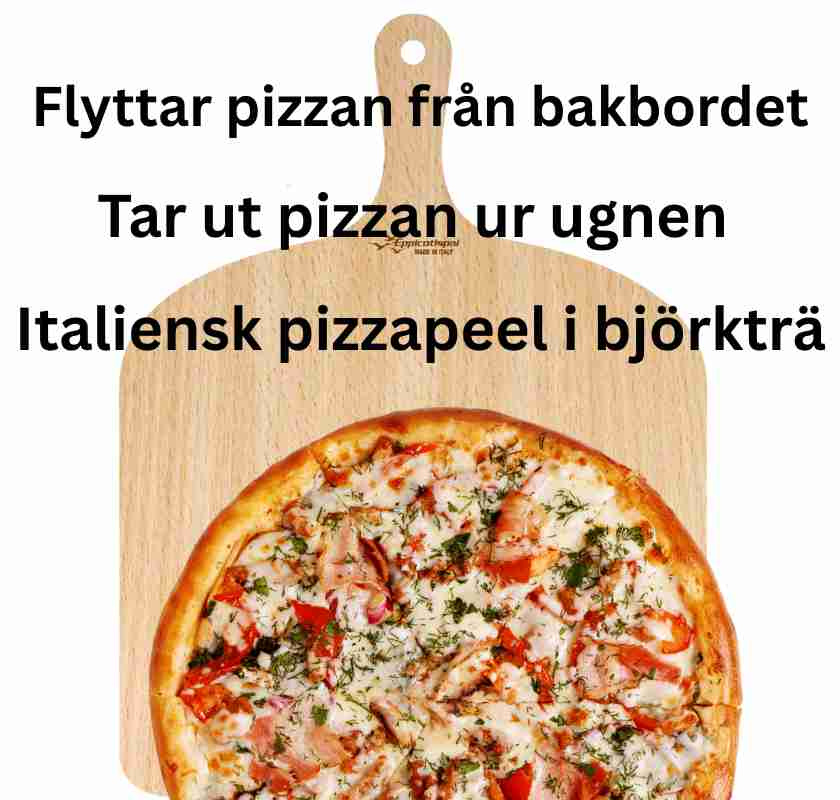 Pizzapeel & br�dspade i tr� med pizza Eppicotispai
