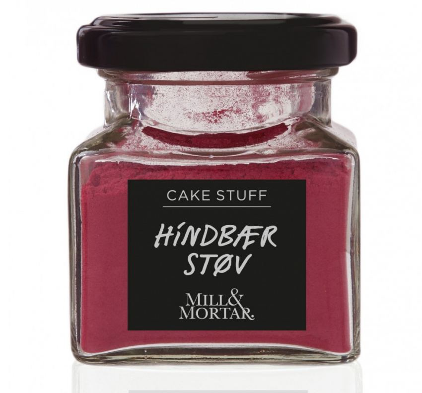 Hallonpulver i glasburk