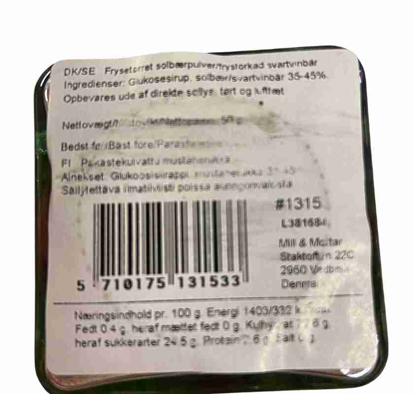 undersidan av burken, inneh�llsbeskrivning