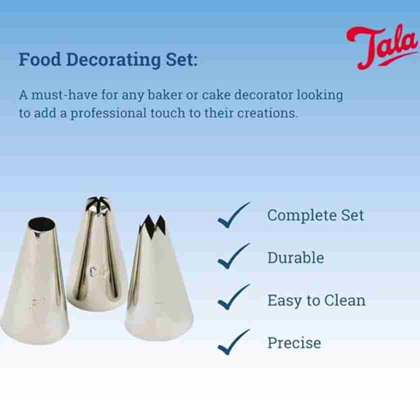Tala Food Piping Set - Spritsset med 3 stora tyllar och spritsp�se 