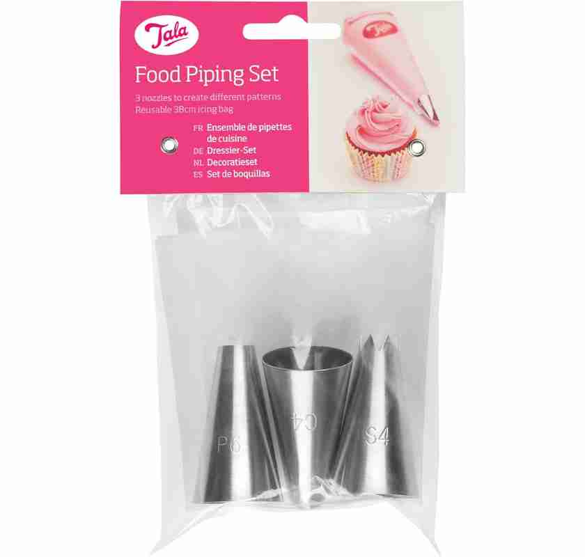 Tala Food Piping Set - Spritsset med 3 stora tyllar och spritsp�se f�rpackningen