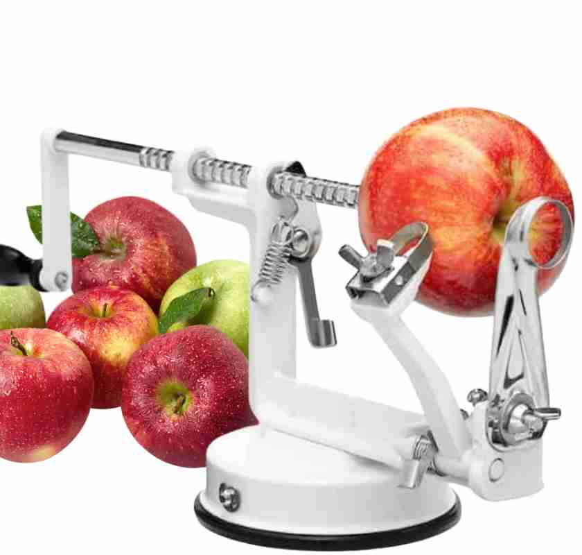 Moster Hulda �ppelskalare i vitt med �pplen