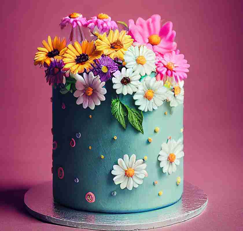 T�rta med sockerblommor