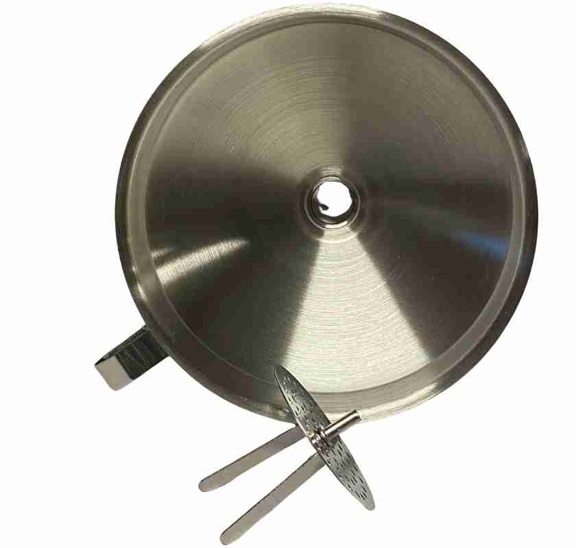 Tratt med sil i rostfrittst�l, b�da delarna