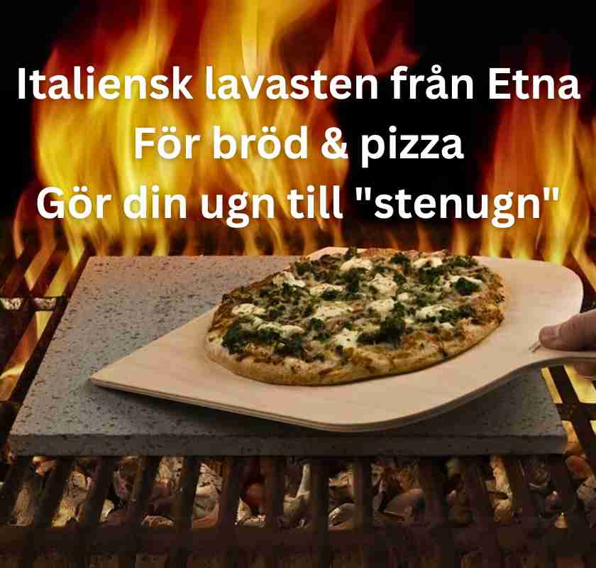 Baksten i lava, pizzasten i ugnen, text