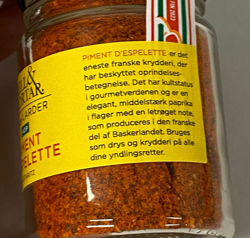 Espelettepeppar A.O.C Mill & Mortar