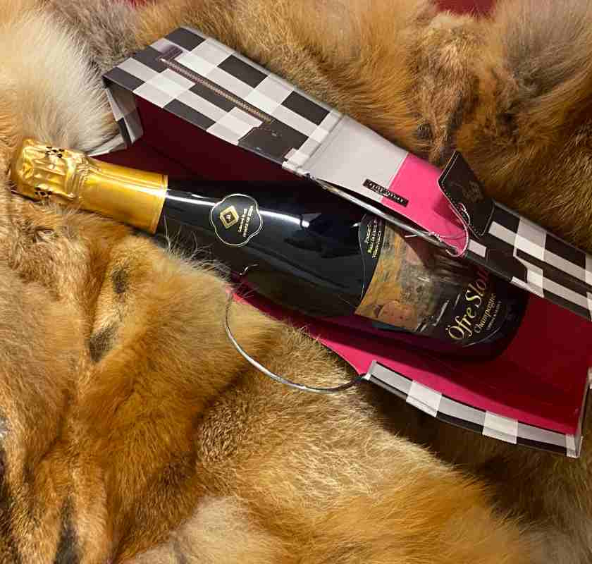 Champagneflaska i Pursebag Fashionista fr�n CakeWalk en presentv�ska till flaskor.