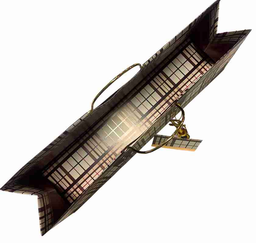 Detalj av insoidan p� Plaid Wine Purse Bag - V�ska till vinflaska pl�drutig 