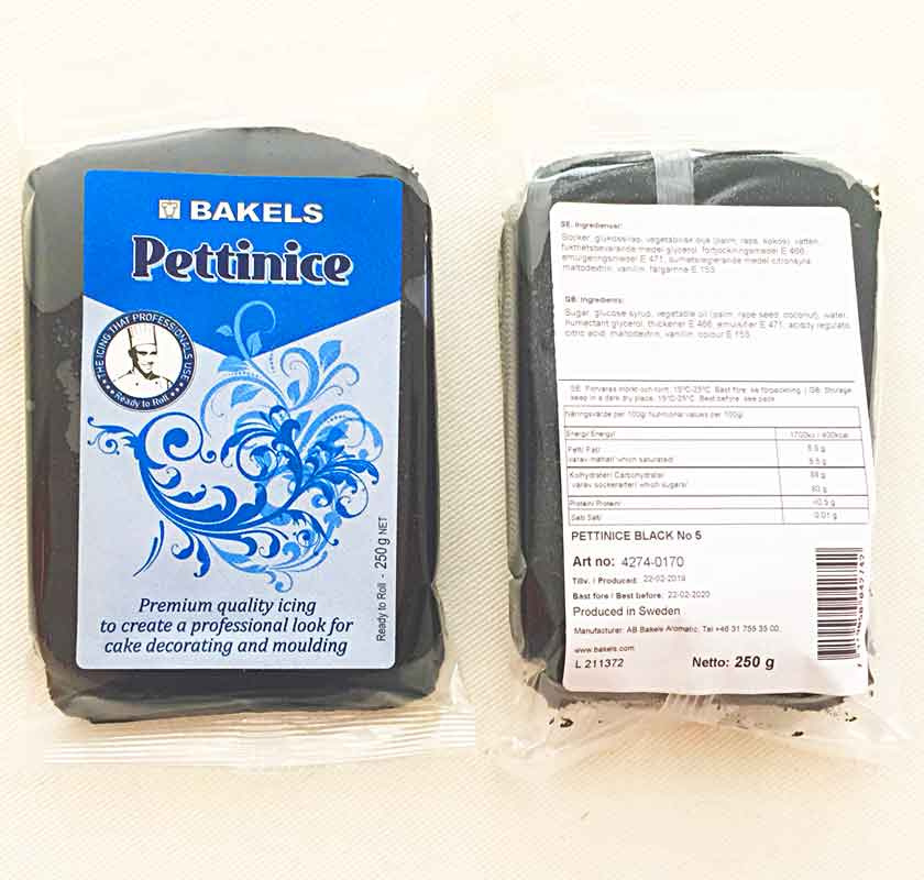 Sockerpasta eller fondant svart 250g p� FreakyKitchen