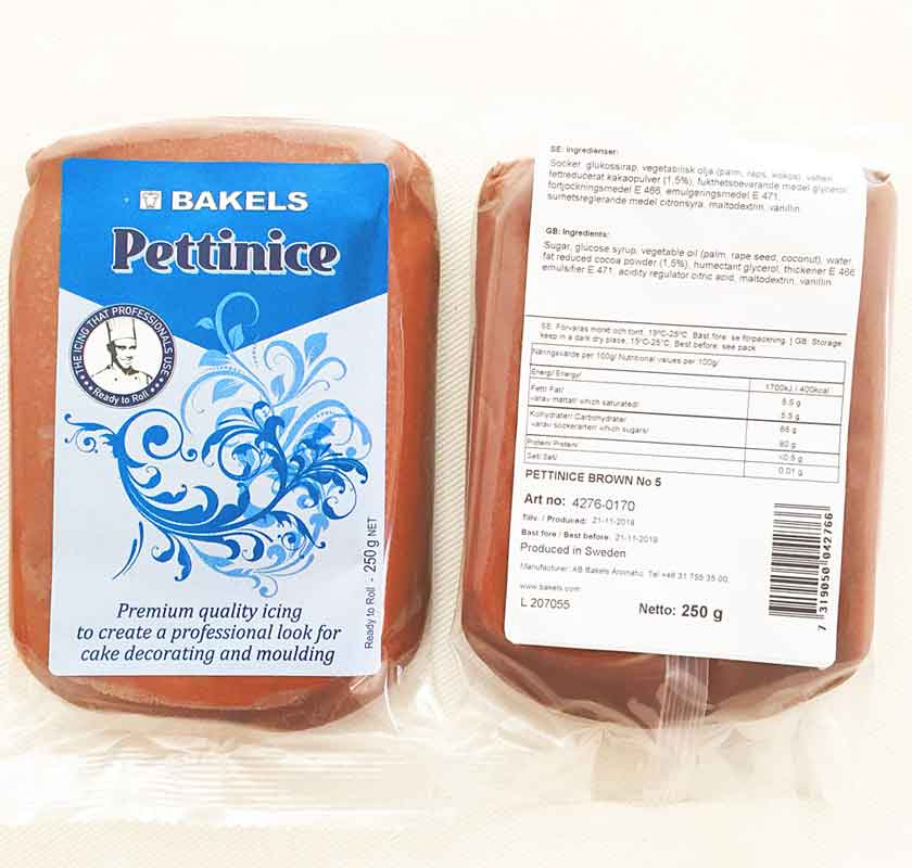 Sugarpaste brun 250g Bakels pettinice