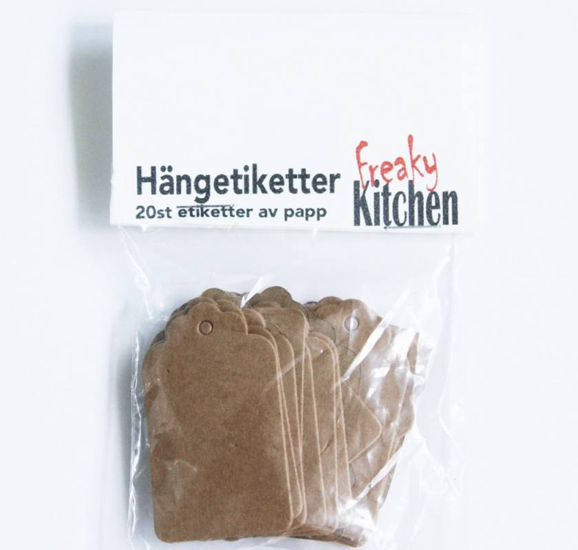 H�ng etikett i brun papp Freaky Kitchen