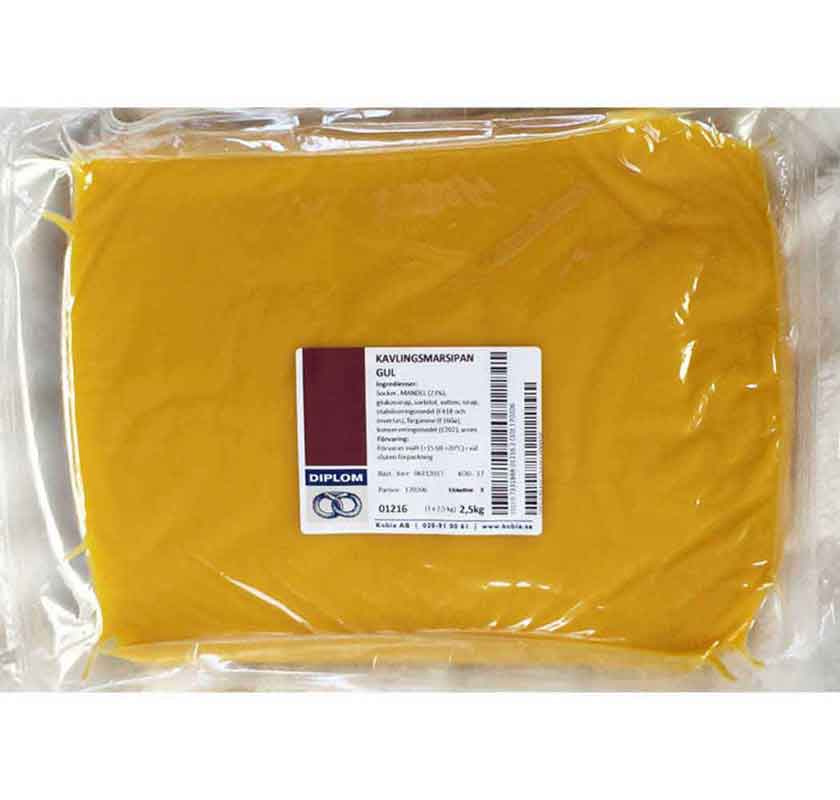 Gul marsipan i f�rpackning