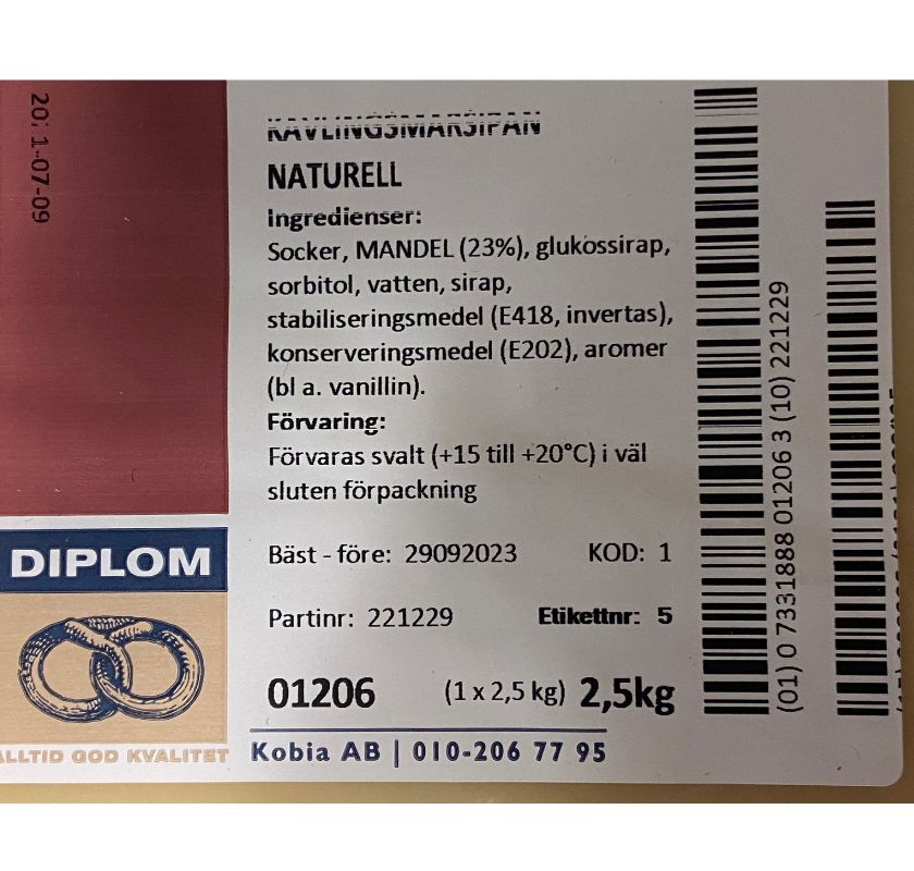 Marsipan vit naturell 2,5kg