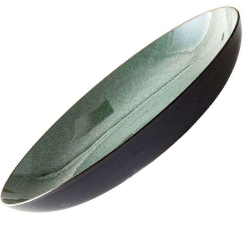 Stort fat svart med gr�n glaserad insida 40cm UTG�TT