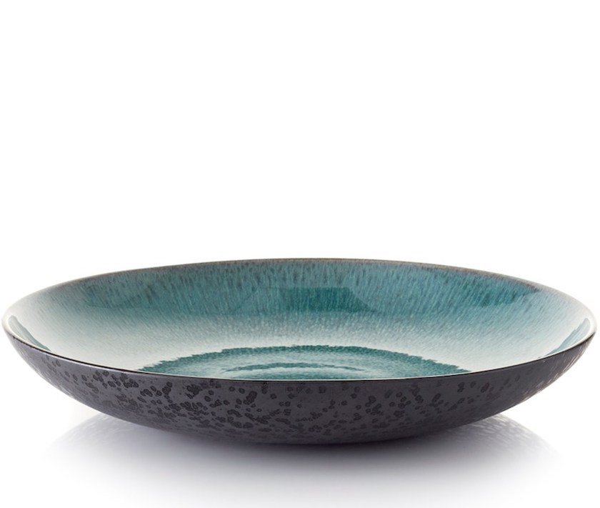 Stort fat svart med gr�n glaserad insida 40cm UTG�TT