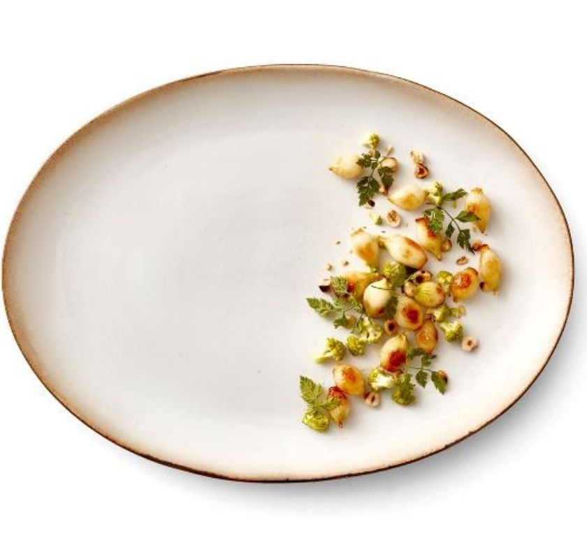 Vitt & gr�tt stort stengodsfat freaky kitchen