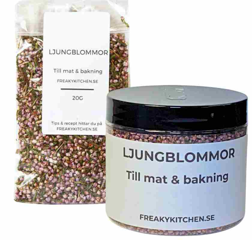 Torkade ljungblommor i burk och p�se