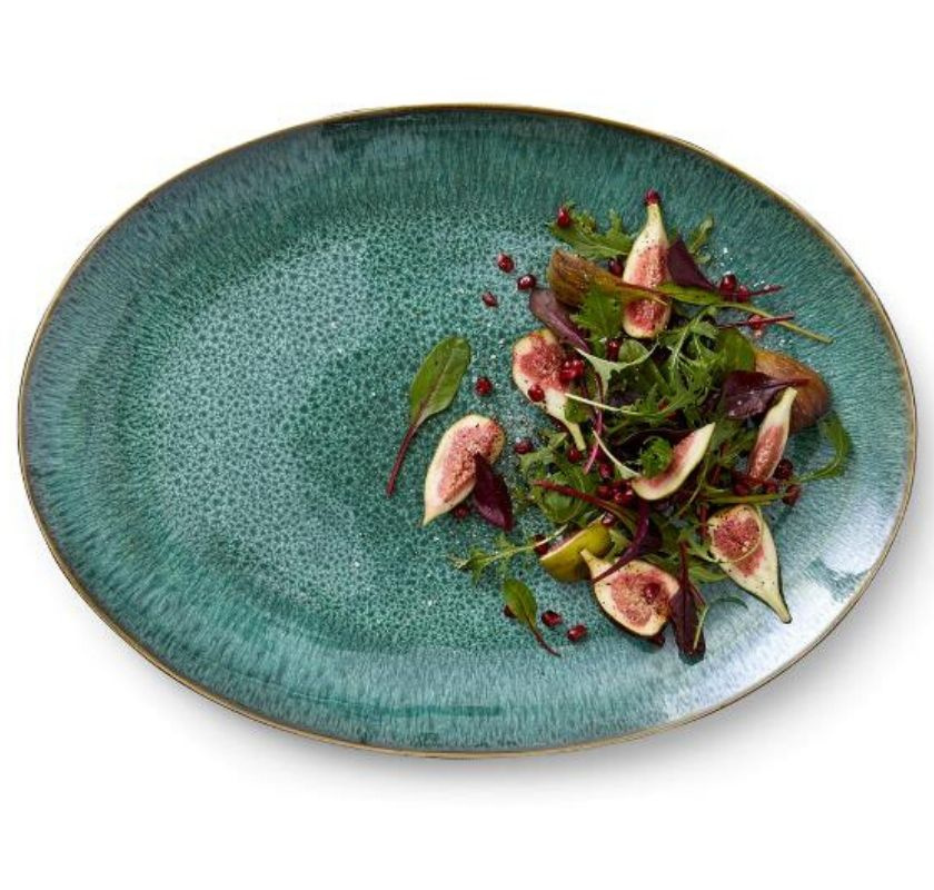 Fat oval 45x34cm svar/gr� Bitz