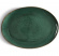 Stort ovalt fat i svart stengods med grön glasyr 45cm