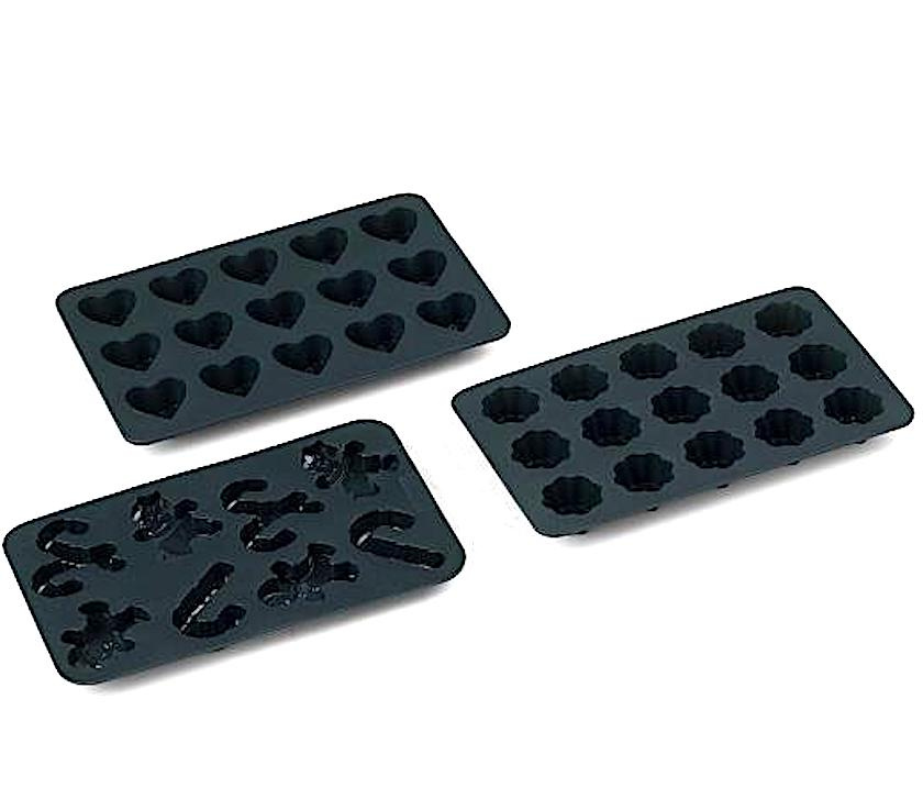 3 silikonformar f�r choklad 