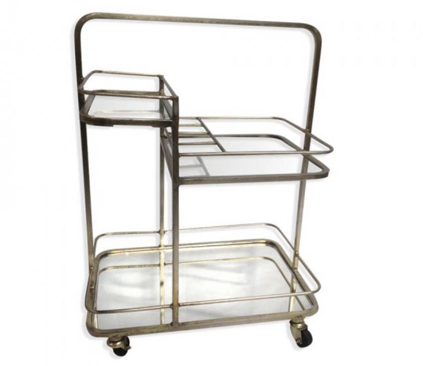 Barvagn guld med glashyllor