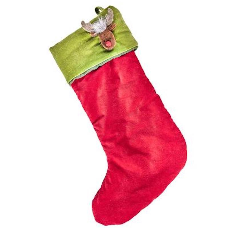 Julstrumpa r�d och gr�n med Rudolf