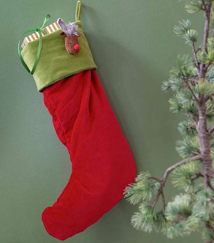 Julstrumpa i r�tt och gr�nt tyg