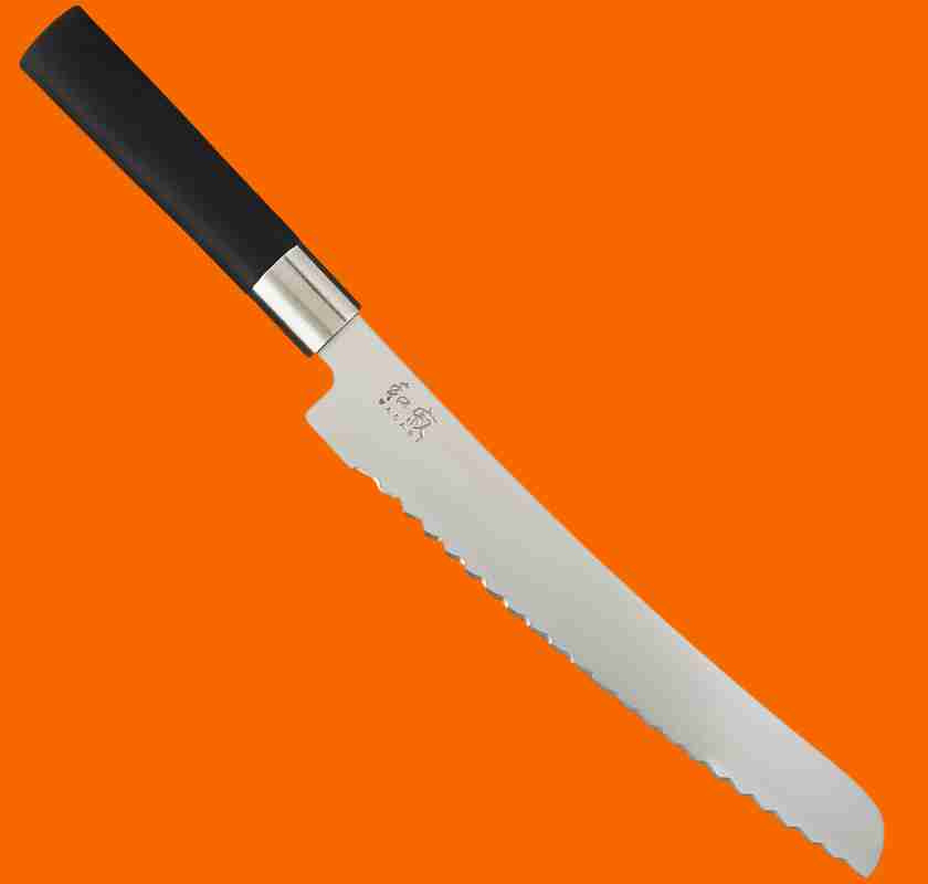 4 Br�dkniv KAI Wasabi black 23 cm mot orange