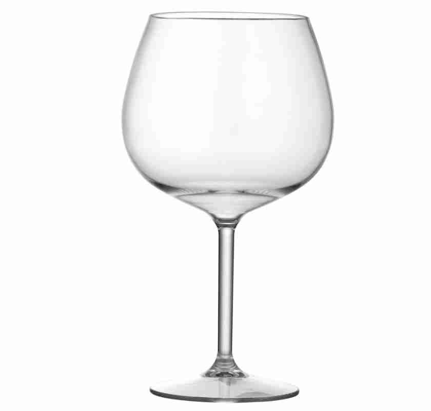 Balloonglas f�r vin eller GT i plast frilagt