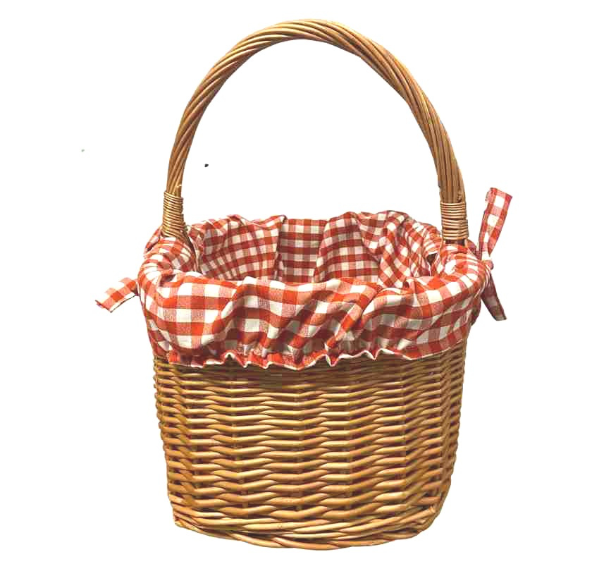 Picknick-korg i pil med r�drutigt tyg fr�n kortsidan