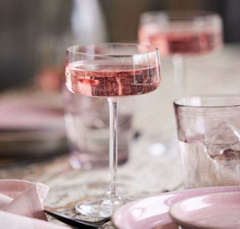  Champagnesk�l Zero med rosa dink