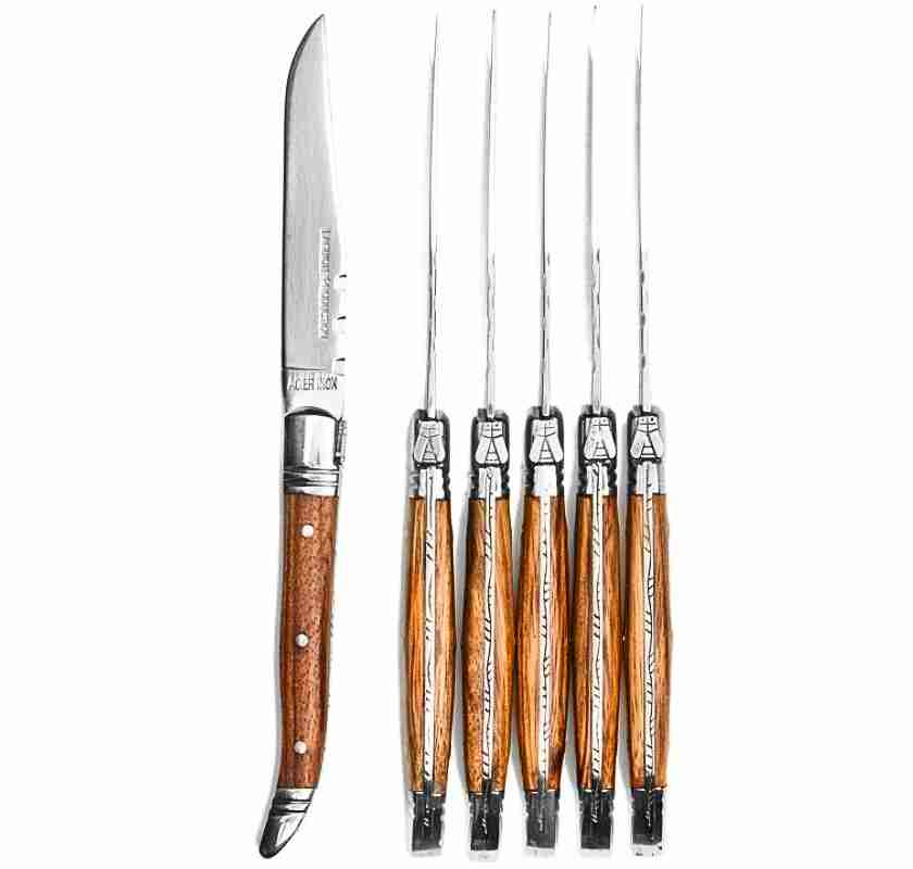 Laguiole k�ttknivar med handtag av tr� 6 st