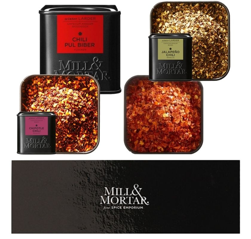 3 chilisorter i presentask