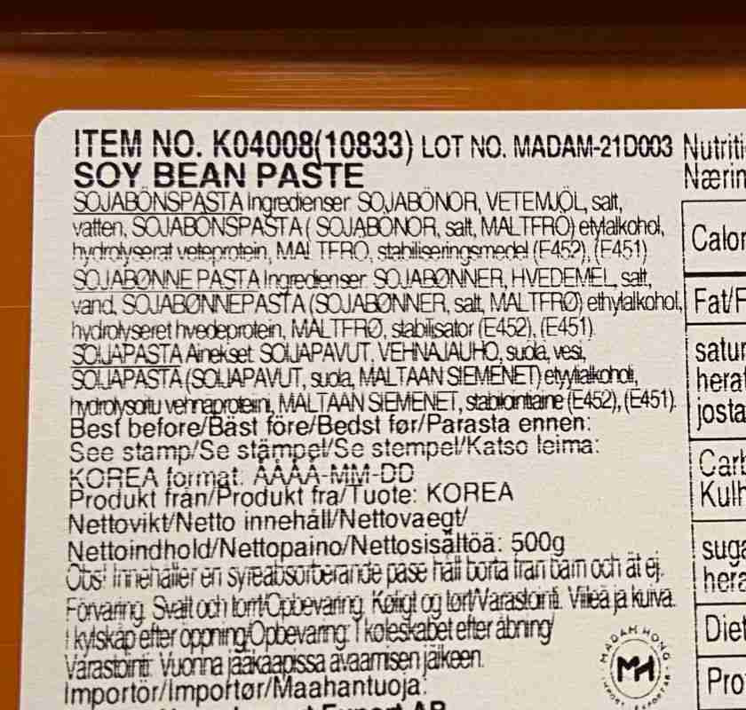 Etikett p� burkens undersida