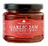 garlic jam I glasburk med rd etikett