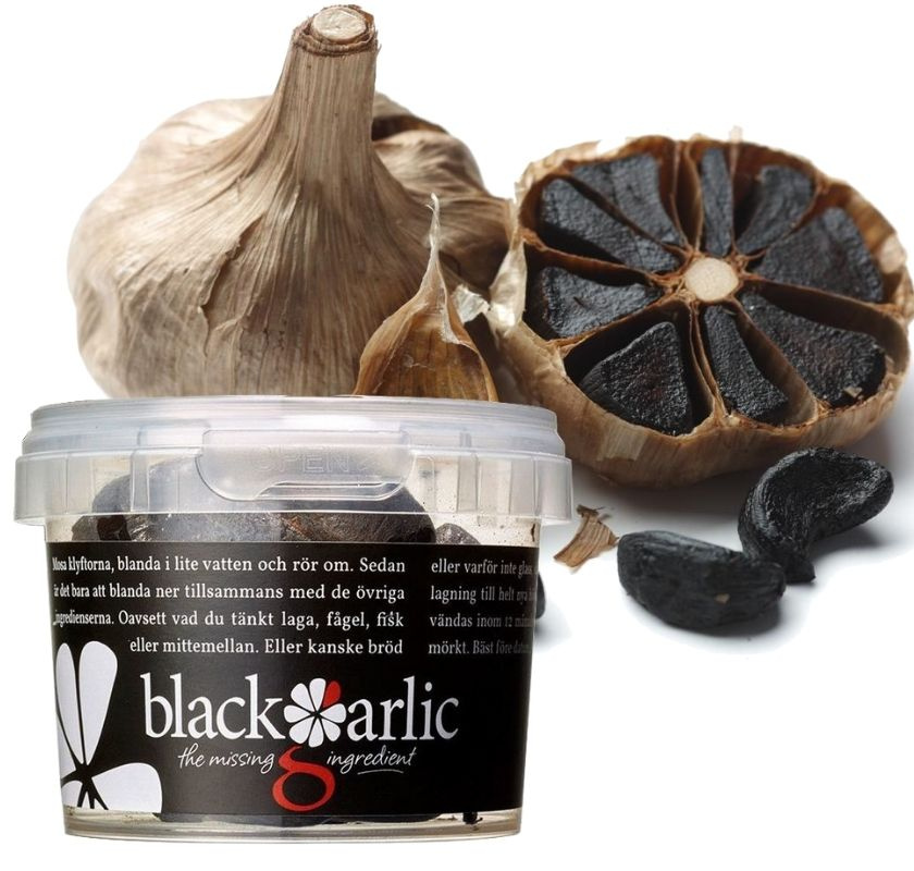 burk med svarta vitl�ksklyftor och black Garlic