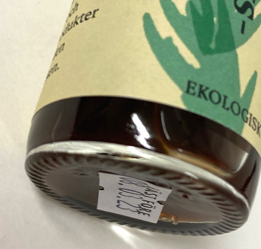 Granskottssirap fr�n H�gtorp G�rd ekologisk, botten p� flaskan