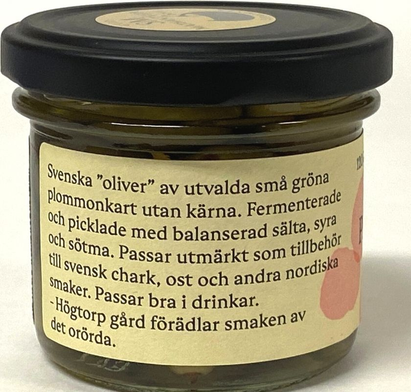 Pruneller fr�n H�gtorp G�rd , burkens baksida med text 