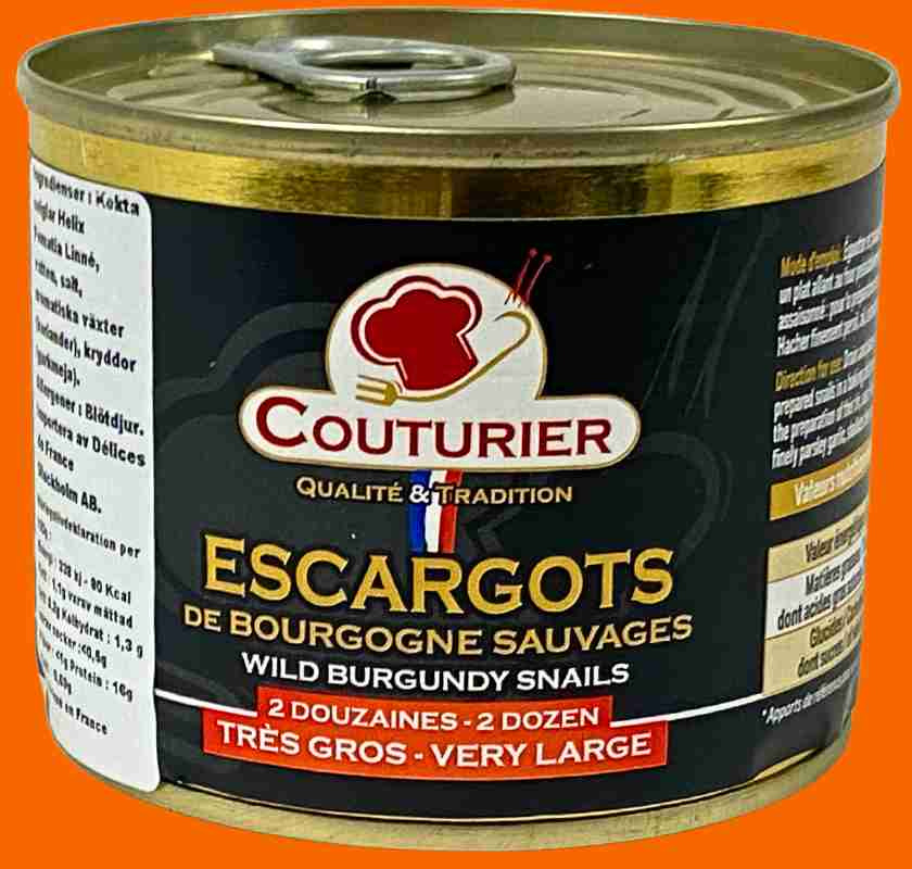 Couturier vilda sniglar fr�n Bourgogne 24st mot orange bakgrund